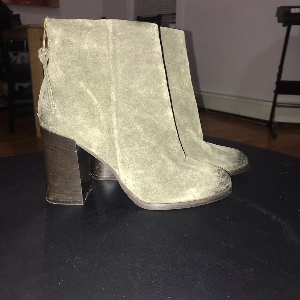 Army green Steve Madden booties.
